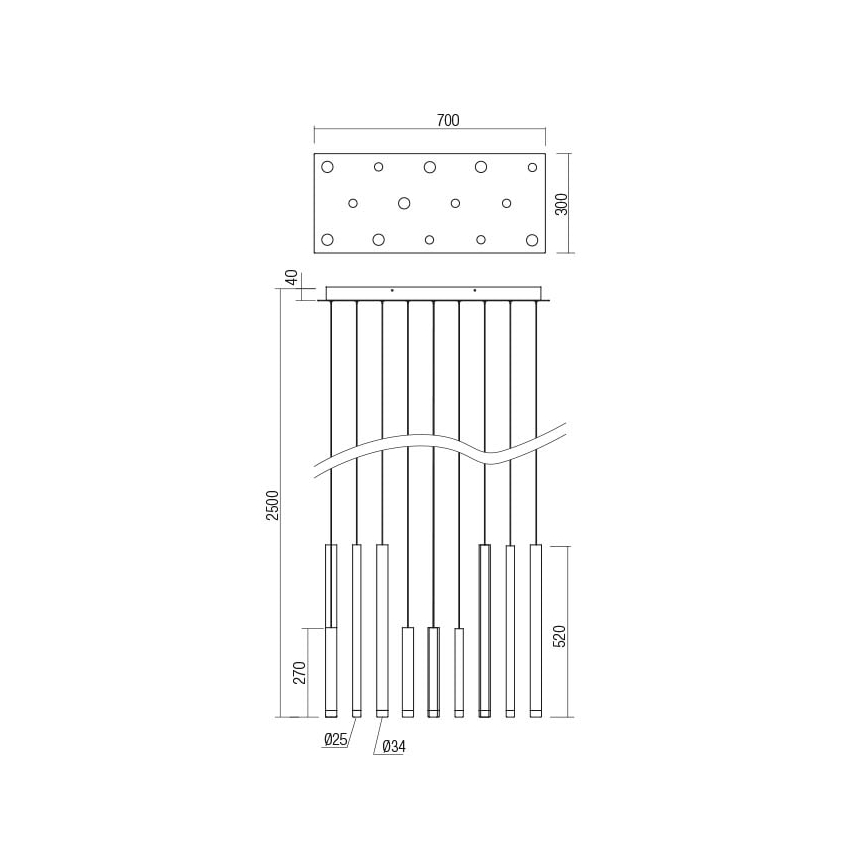 Redo 01-2057 - LED Żyrandol na lince MADISON 14xLED/4W/230V chrom błyszczący/czarne/miedź
