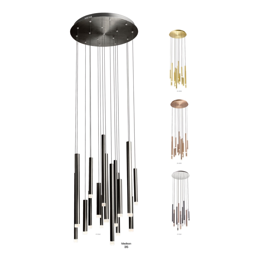 Redo 01-2061 - LED Żyrandol na lince MADISON 16xLED/4W/230V chrom błyszczący/czarne/miedź