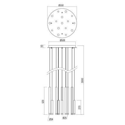 Redo 01-2061 - LED Żyrandol na lince MADISON 16xLED/4W/230V chrom błyszczący/czarne/miedź