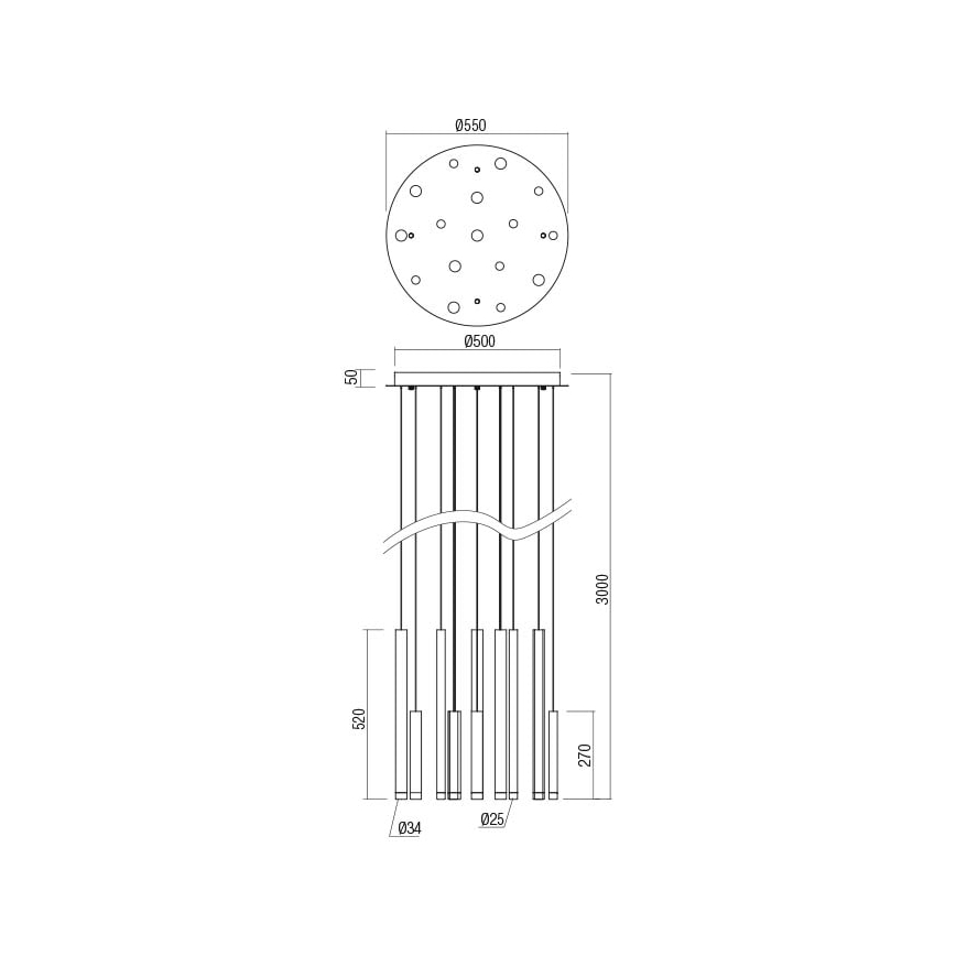 Redo 01-2061 - LED Żyrandol na lince MADISON 16xLED/4W/230V chrom błyszczący/czarne/miedź
