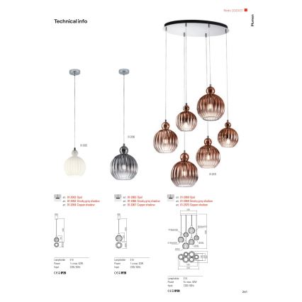 Redo 01-2069 - Żyrandol na lince PLUMEN 6xE14/42W/230V szary