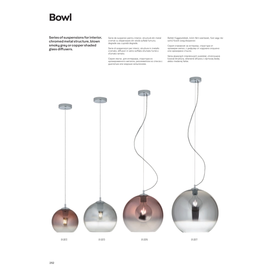 Redo 01-2076 - Żyrandol na lince BOWL 1xE27/42W/230V śr. 30 cm miedź