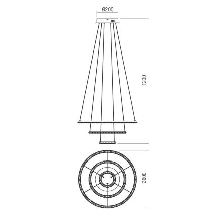 Redo 01-2173 - LED Żyrandol na lince NUNZIA LED/54W/230V