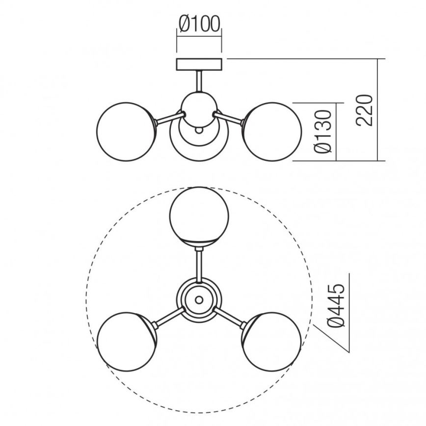 Redo 01-2176 - Żyrandol na pręcie SEMIA 3xE14/28W/230V czarny/dymiony