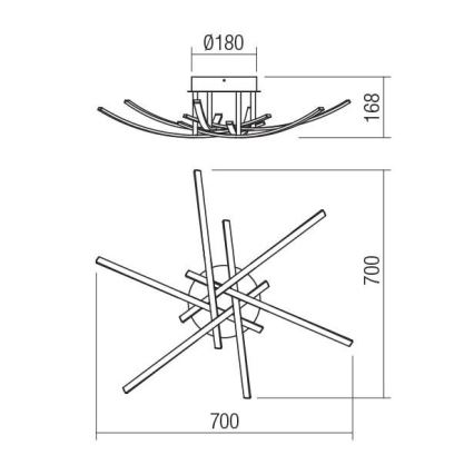 Redo 01-2187 - LED Plafon SPATHA 6xLED/6W/230V 3000K złoty