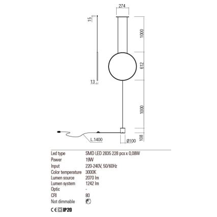 Redo 01-2197 - LED Lampa podłogowa SLICK LED/19W/230V czarna