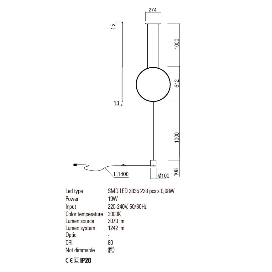Redo 01-2197 - LED Lampa podłogowa SLICK LED/19W/230V czarna