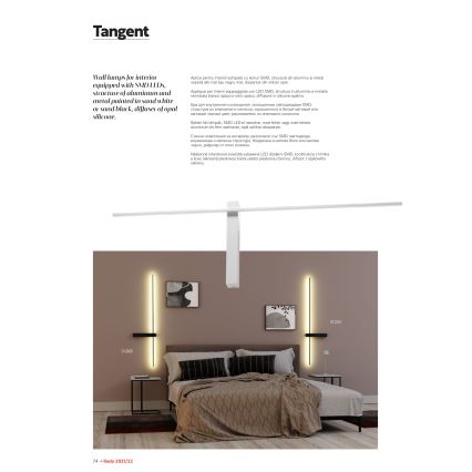 Redo 01-2200 - LED kinkiet TANGENT LED/14W/230V 3000K 125,4 cm biały
