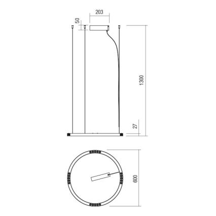 Redo 01-2202 - LED Żyrandol na lince UNION LED/34W/230V CRI 90 3000K śr. 60 cm biały