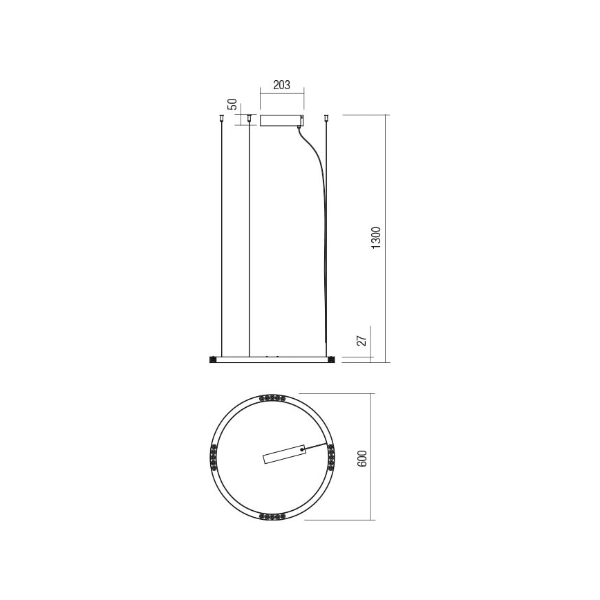 Redo 01-2202 - LED Żyrandol na lince UNION LED/34W/230V CRI 90 3000K śr. 60 cm biały