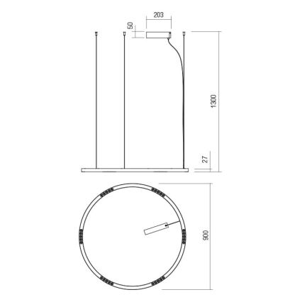 Redo 01-2205 - LED Żyrandol na lince UNION LED/50W/230V CRI 90 3000K śr. 90 cm białe