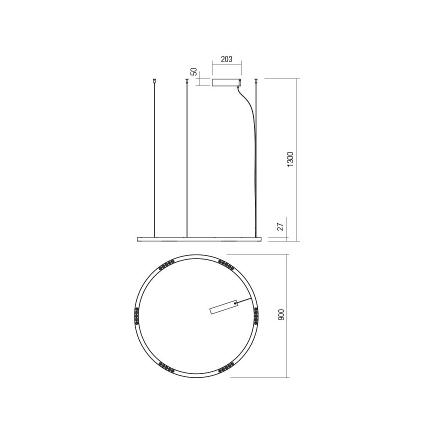 Redo 01-2205 - LED Żyrandol na lince UNION LED/50W/230V CRI 90 3000K śr. 90 cm białe