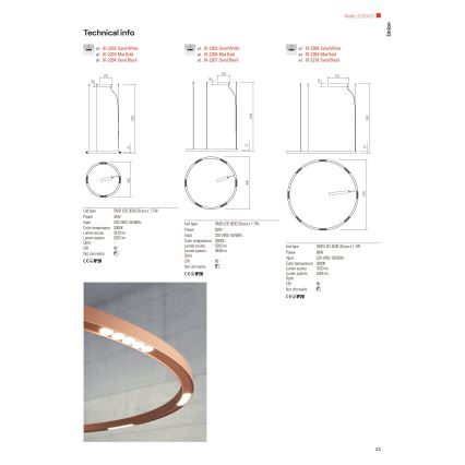 Redo 01-2208 - LED Żyrandol na lince UNION LED/68W/230V 3000K śr. 120 cm biały