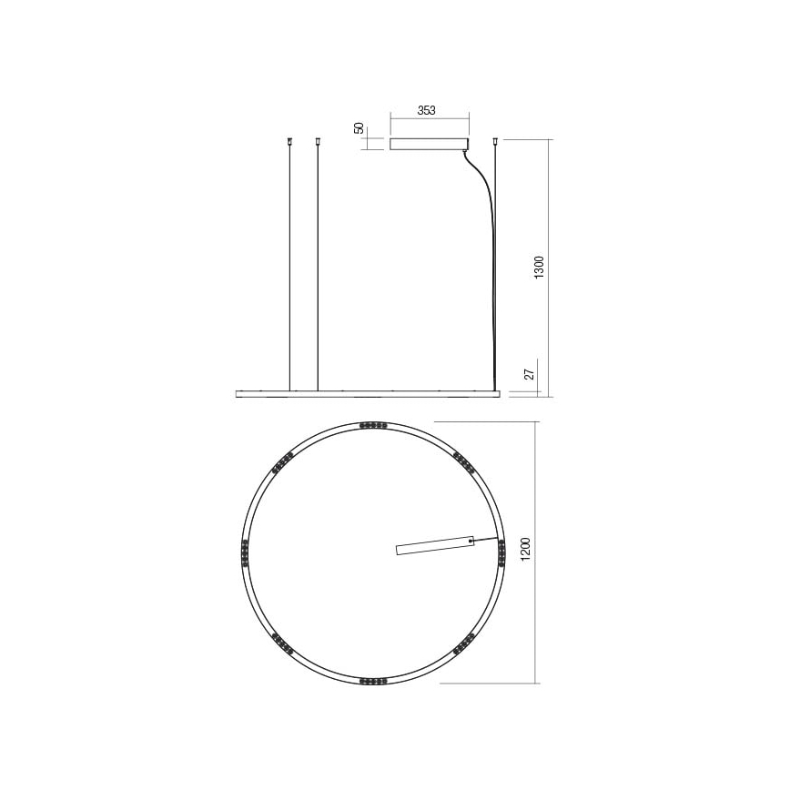 Redo 01-2209 - LED Żyrandol na lince UNION LED/68W/230V CRI 90 3000K śr. 120 cm złoty