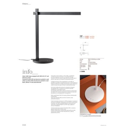Redo 01-2212 - LED Ściemnialna dotykowa lampa stołowa OMEO LED/5,5W/230V 3000/4500/6500K biały