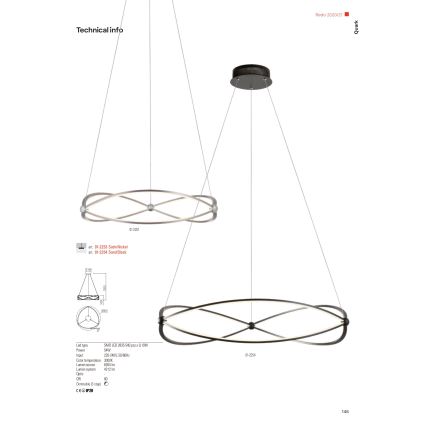 Redo 01-2254 - LED Żyrandol ściemnialny na lince QUARK LED/54W/230V 3000K śr. 80 cm czarny