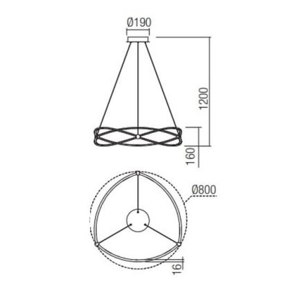 Redo 01-2254 - LED Żyrandol ściemnialny na lince QUARK LED/54W/230V 3000K śr. 80 cm czarny