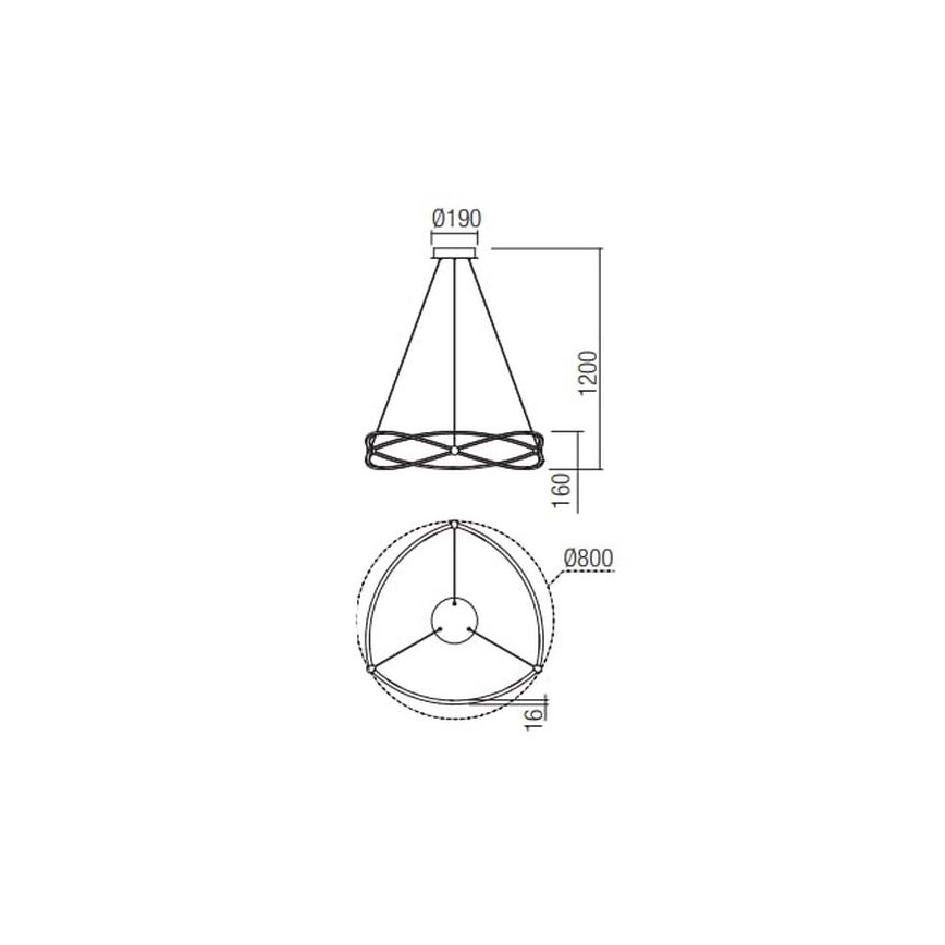 Redo 01-2254 - LED Żyrandol ściemnialny na lince QUARK LED/54W/230V 3000K śr. 80 cm czarny
