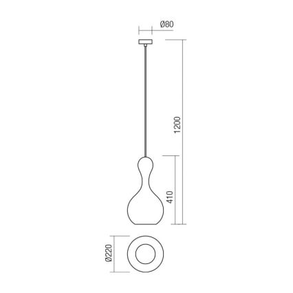 Redo 01-2260 - Żyrandol na lince LOB 1xE27/42W/230V śr. 22 cm miedź