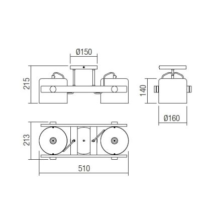 Redo 01-2400 - Plafon POOH 2xE27/42W/230V buk