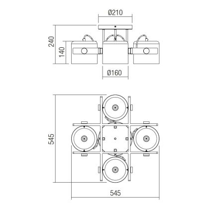 Redo 01-2401 - Plafon POOH 4xE27/42W/230V buk