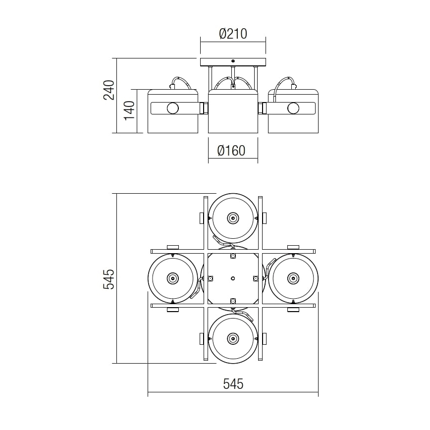 Redo 01-2401 - Plafon POOH 4xE27/42W/230V buk