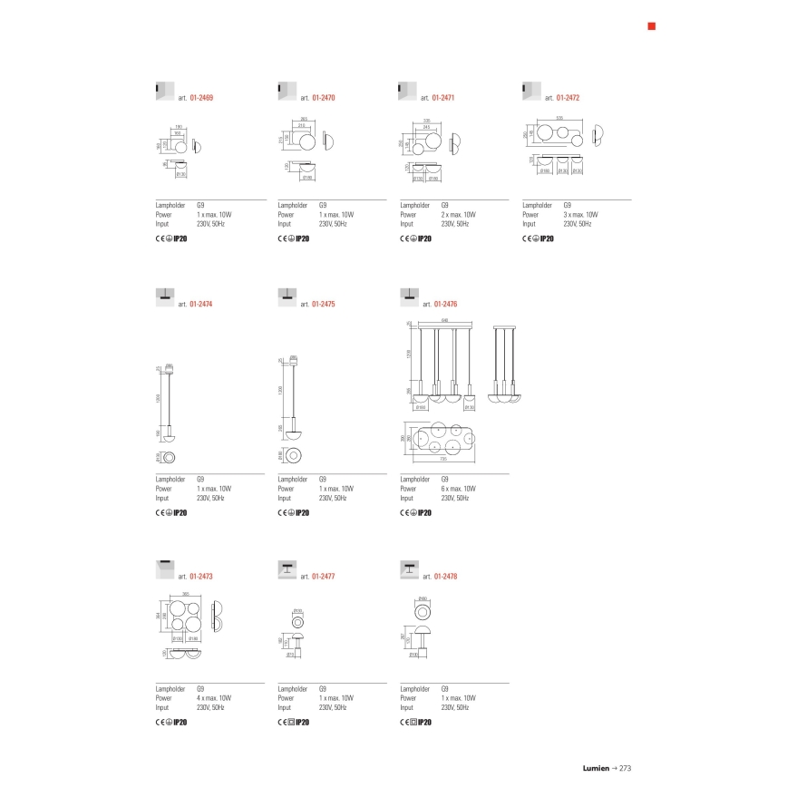 Redo 01-2469 - Kinkiet LUMIEN 1xG9/10W/230V złoty/biały