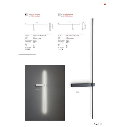 Redo 01-2480 - Kinkiet TANGENT LED/14W/230V czarny