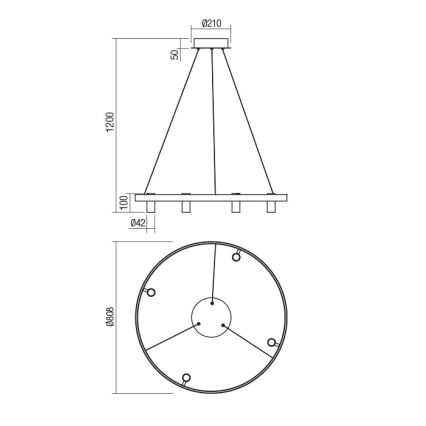 Redo 01-2492 - LED Żyrandol na lince SUMMIT LED/53,5W/230V CRI 90 śr. 80,8 cm złoty