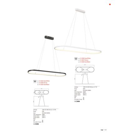 Redo 01-2523 - LED Żyrandol ściemnialny na lince LAP LED/32W/230V CRI 90 biały