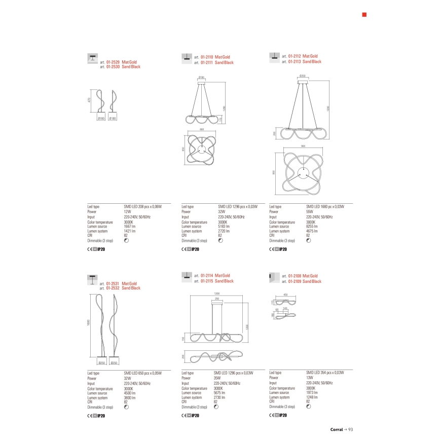 Redo 01-2529 - LED Ściemnialna lampa stołowa CORRAL LED/12W/230V złota