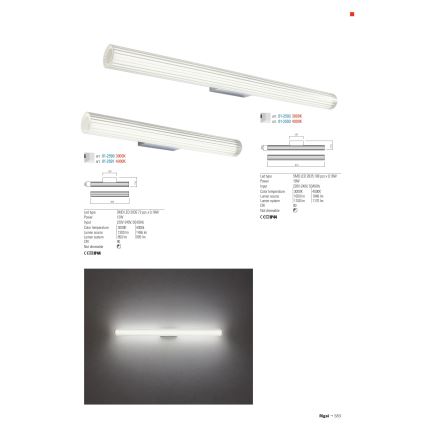 Redo 01-2591 - Oprawa LED do lustra łazienkowego RIGAL LED/12W/230V 60 cm CRI 90 IP44 chrom błyszczący/biały