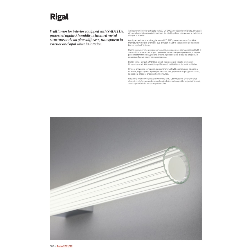 Redo 01-2592 - LED oświetlenie lustra łazienkowego RIGAL LED/18W/230V 3000K 91 cm CRI 90 IP44 błyszczący chrom/biały