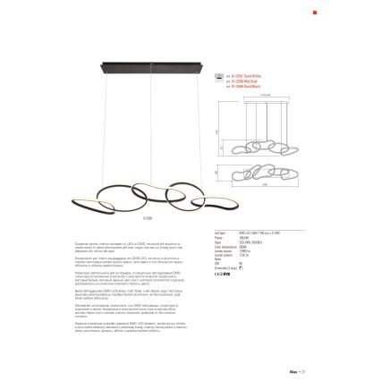 Redo 01-2596 - LED Żyrandol ściemnialny na lince BIAS LED/87,4W/230V 3000K czarny