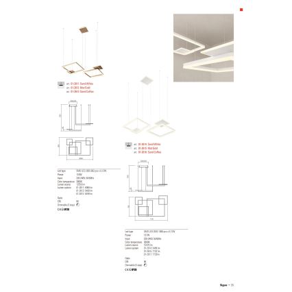 Redo 01-2613 - LED ściemnialny żyrandol na lince SIGUA LED/110W/230V CRI 90 brązowy