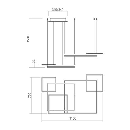 Redo 01-2615 - LED Ściemnialny żyrandol na linkach SIGUA LED/137W/230V CRI 90 złoty