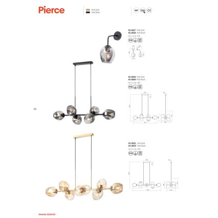 Redo 01-2618 - Kinkiet PIERCE 1xE27/42W/230V czarny/dym