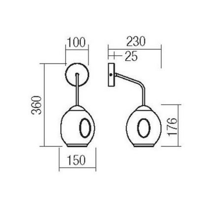 Redo 01-2618 - Kinkiet PIERCE 1xE27/42W/230V czarny/dym