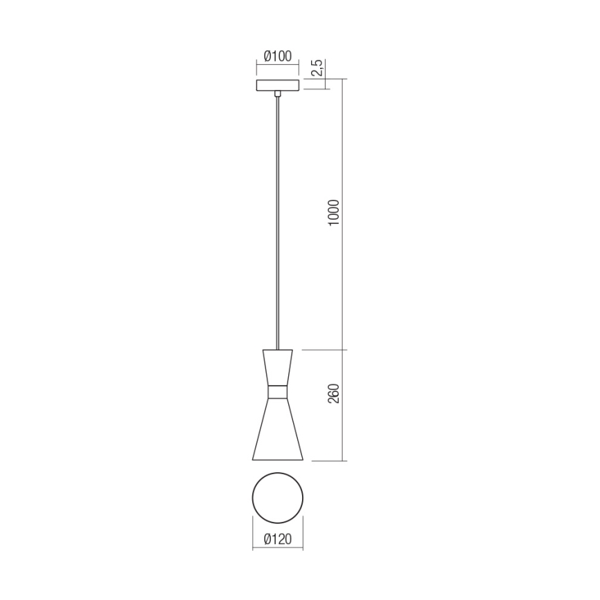 Redo 01-2711 - Żyrandol na lince KILT 1xE27/42W/230V śr. 12 cm czarny