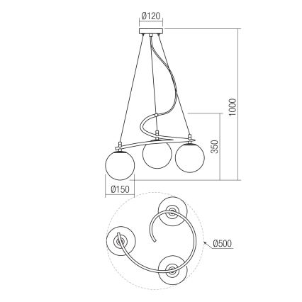 Redo 01-2715 - Żyrandol na lince VOLLEY 3xE14/28W/230V złoty