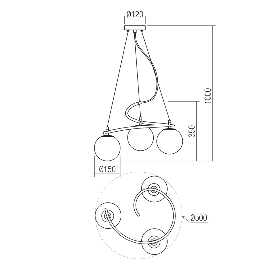 Redo 01-2716 - Żyrandol na lince VOLLEY 3xE14/28W/230V czarne