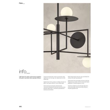 Redo 01-2735 - Żyrandol na pręcie PLATO 8xG9/10W/230V złoty