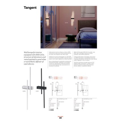 Redo 01-2747 - Kinkiet TANGENT LED/13W/230V 3000K 63,4 cm CRI 90 czarny