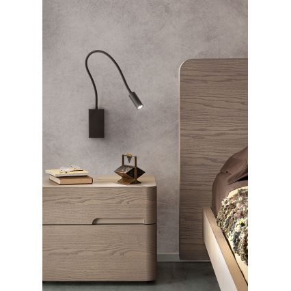 Redo 01-2755 - Elastyczna lampka LED WALLIE LED/3W/230V USB CRI 90 czarna