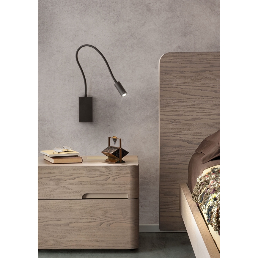 Redo 01-2755 - Elastyczna lampka LED WALLIE LED/3W/230V USB CRI 90 czarna