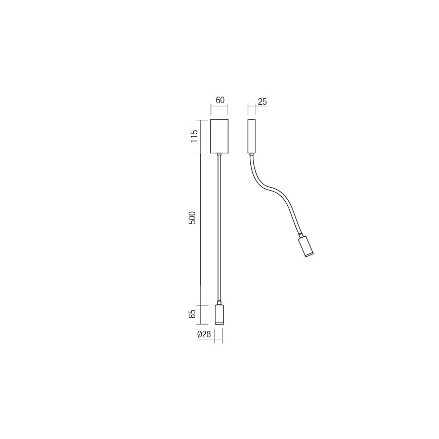 Redo 01-2755 - LED Kinkiet WALLIE LED/3W/230V USB CRI 90 czarny