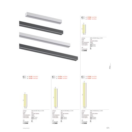 Redo 01-2765 - Kinkiet LED PLOT LED/31W/230V 90 cm czarny