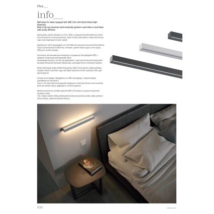 Redo 01-2767 - Kinkiet LED PLOT LED/35W/230V 120 cm czarny