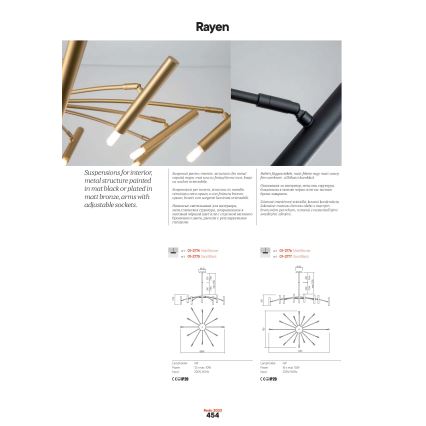 Redo 01-2774 - Żyrandol RAYEN 12xG9/10W/230V brąz