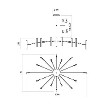 Redo 01-2776 - Żyrandol RAYEN 16xG9/10W/230V brąz